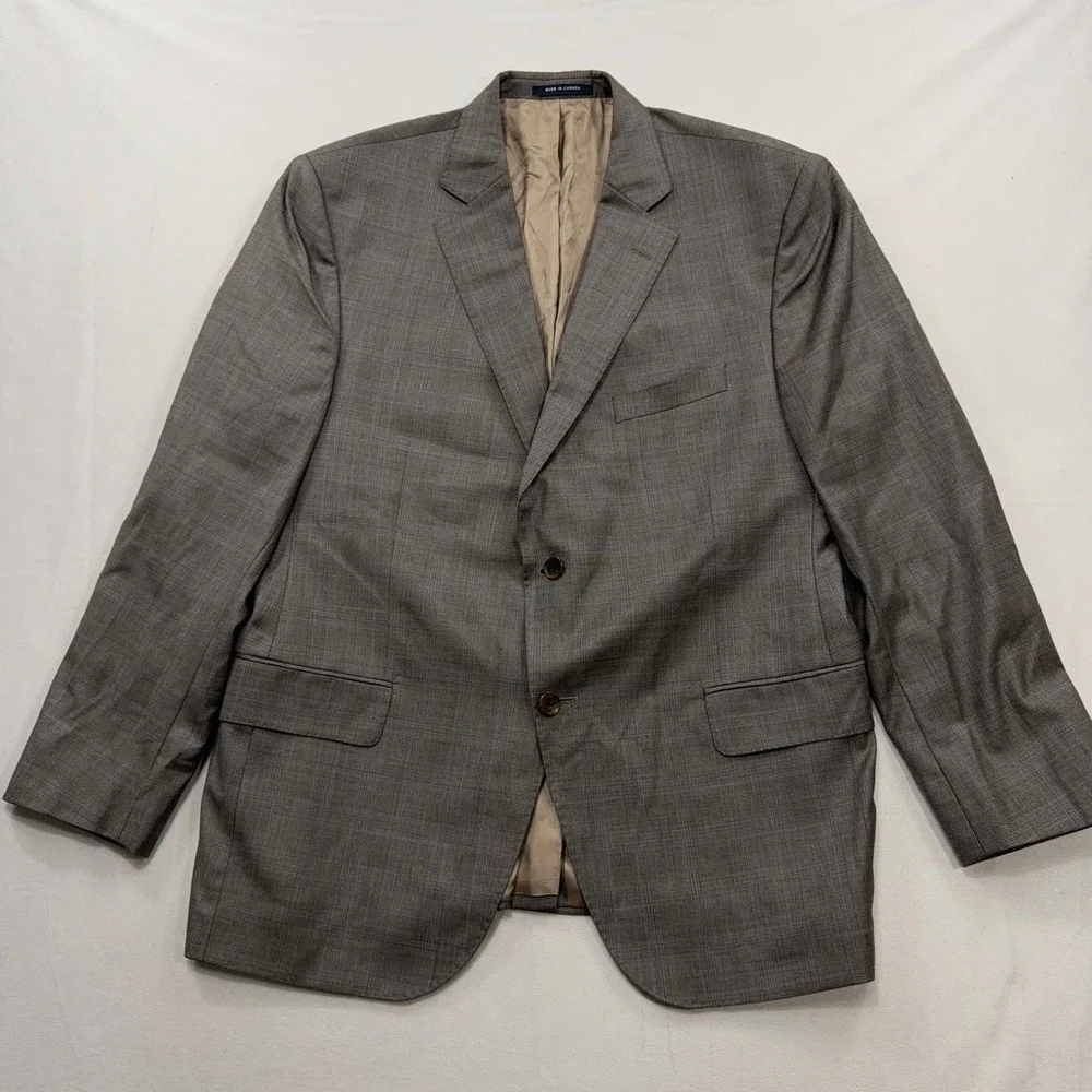 Loro Piana Sport Coat Super 130s Wool Plaid Grey Mens 44S Cremieux